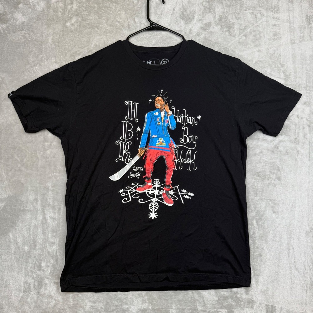 Sniper Gang Haitian Boy Kodak Black HBK Graphic T-Shirt Mens 2X Black Cotton